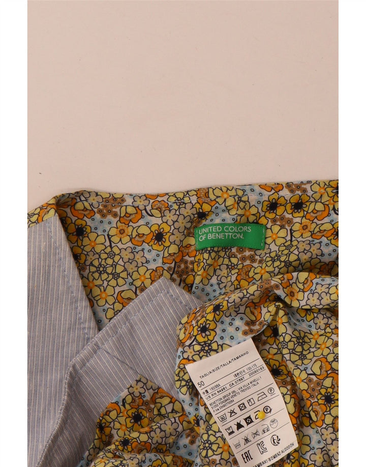 Benetton Mens Waistcoat Size 50 Large Blue Striped Cotton