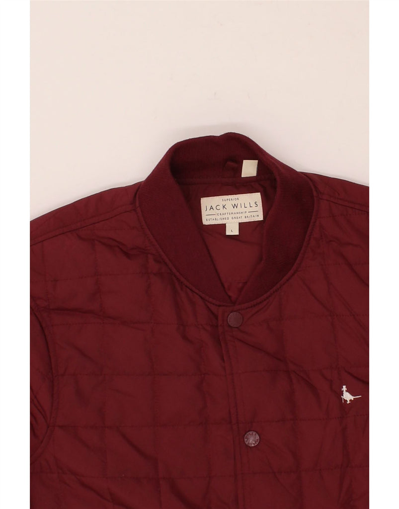 JACK WILLS Mens Bomber Jacket UK 40 Large Maroon Polyester Vintage Jack Wills and Second-Hand Jack Wills from Messina Hembry 