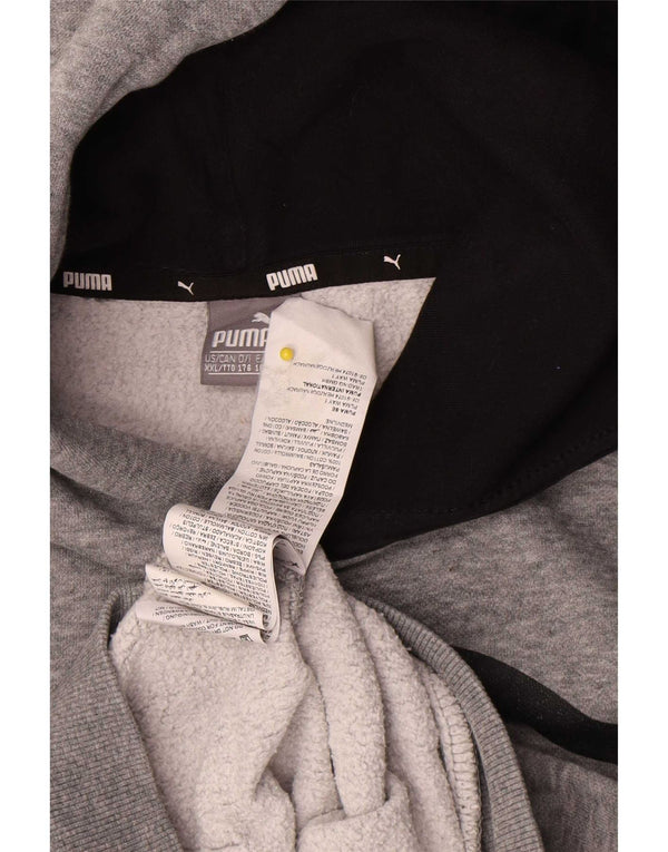 Puma Boys Graphic Hoodie Jumper 15-16 Years Grey Flecked Cotton