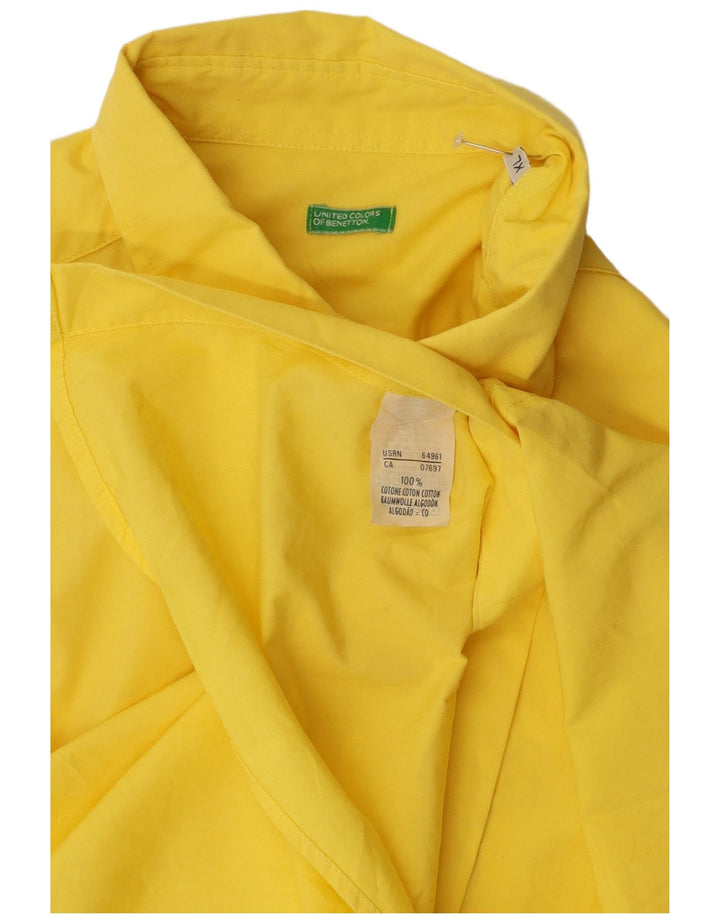 BENETTON Mens Short Sleeve Shirt XL Yellow Cotton