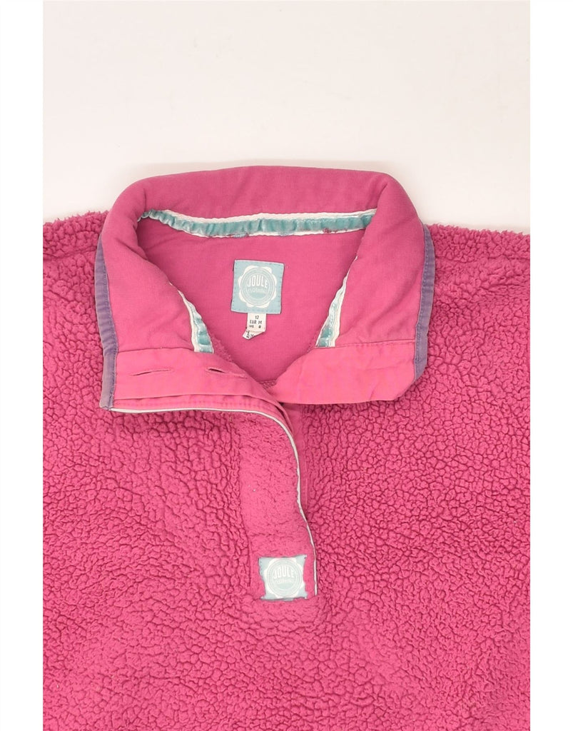 JOULES Womens Button Neck Fleece Jumper UK 12 Medium Pink Polyester | Vintage Joules | Thrift | Second-Hand Joules | Used Clothing | Messina Hembry 