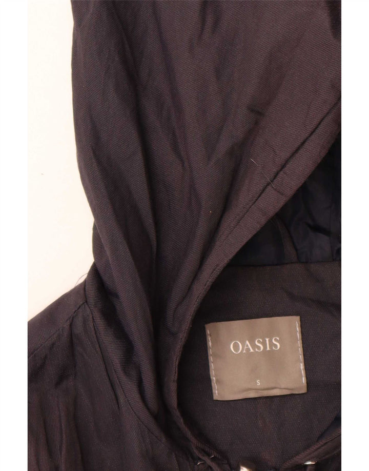 Oasis Womens Hooded Oversized Parka Jacket UK 10 Small Navy Blue Cotton