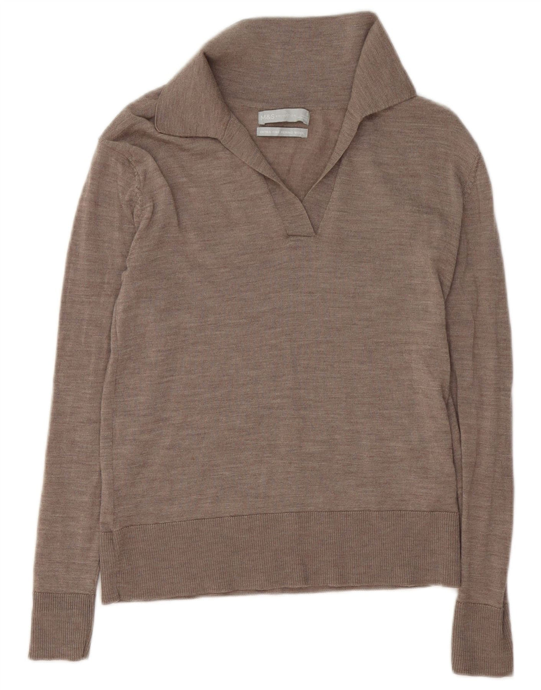 Marks & Spencer Womens Polo Neck Jumper Sweater UK 10 Small Grey