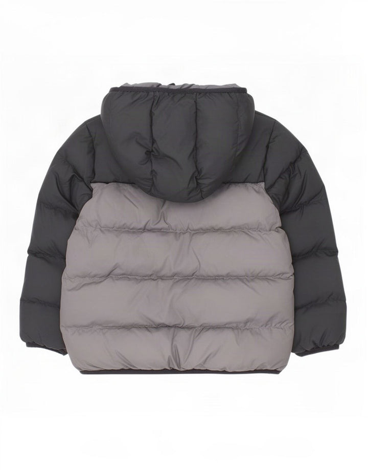 Adidas Boys Hooded Padded Jacket 6-7 Years Black Colourblock Polyester