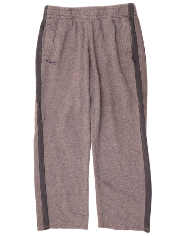 Superdry Mens Tracksuit Trousers Large Grey Colourblock Cotton