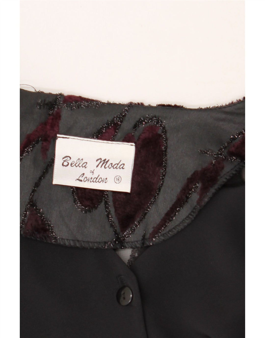BELLA MODA  Womens See Through Shirt Blouse US 16 2XL Black Floral Vintage Bella Moda and Second-Hand Bella Moda from Messina Hembry 