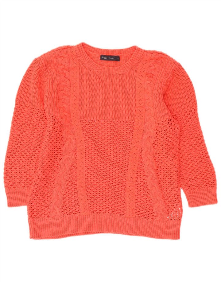 Marks & Spencer Womens Crew Neck Jumper Sweater UK 12 Medium Orange