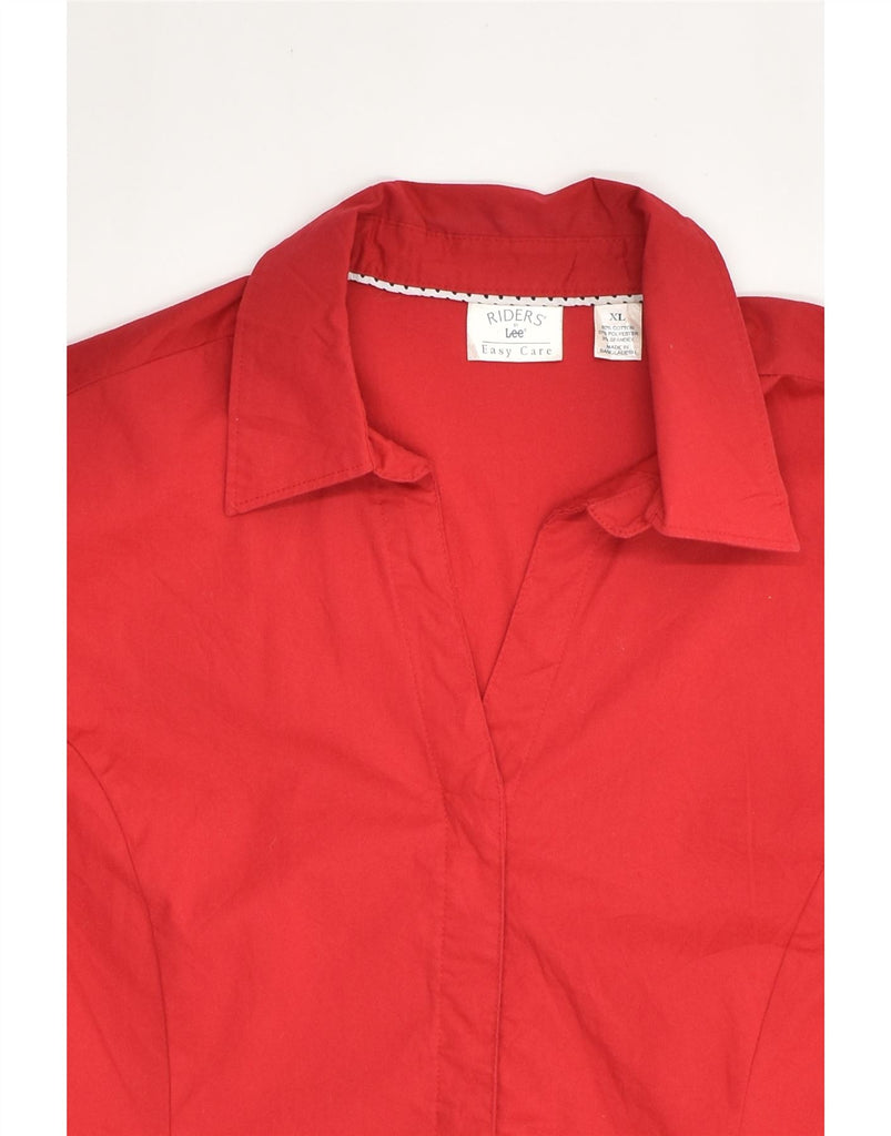 LEE Womens Easy Care 3/4 Sleeve Shirt UK 18 XL Red Cotton | Vintage Lee | Thrift | Second-Hand Lee | Used Clothing | Messina Hembry 