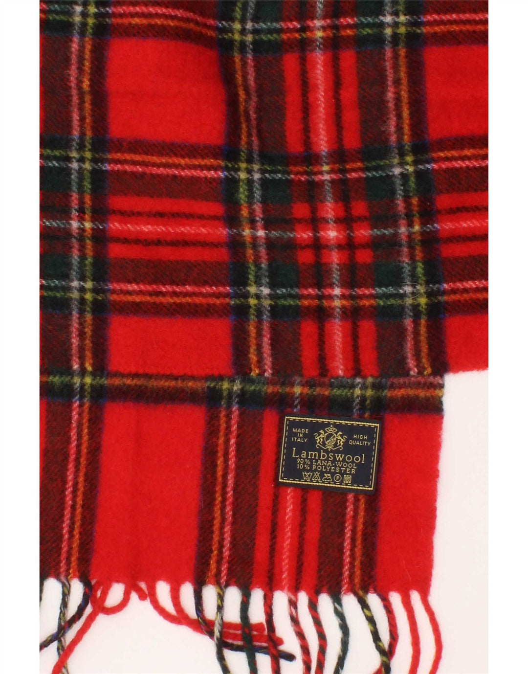 Vintage Womens Rectangle Scarf One Size L53 Red Plaid Virgin Wool