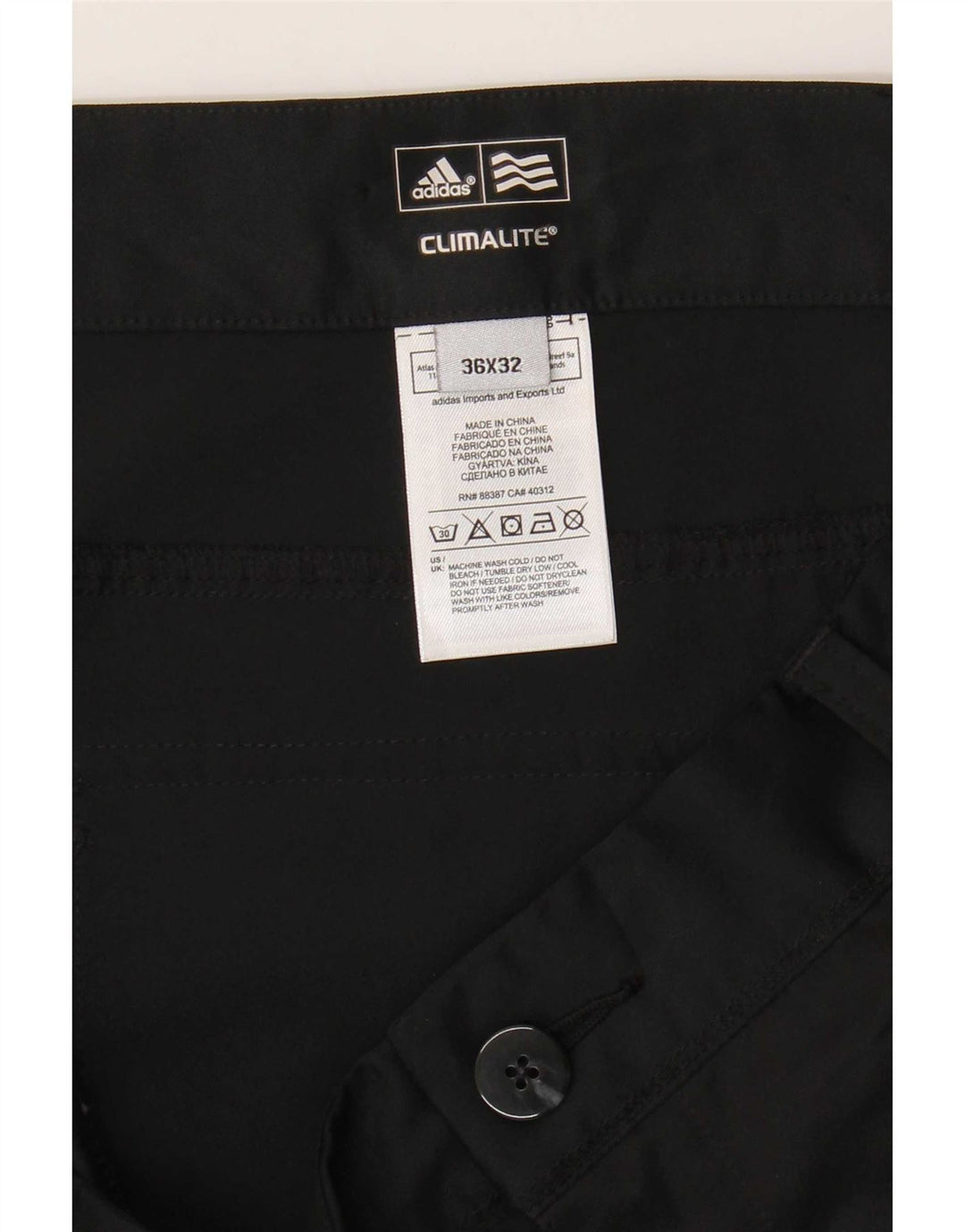 Adidas Mens Climalite Straight Chino Trousers W36 L32 Black Polyester