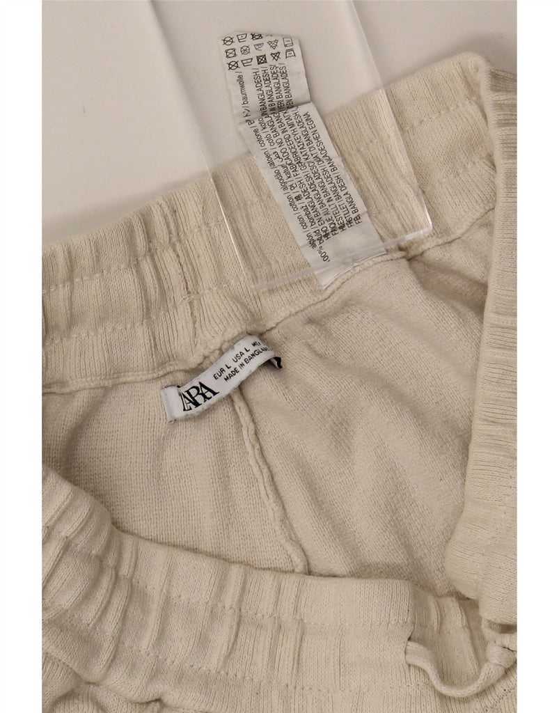 ZARA Womens Cargo Tracksuit Trousers Joggers UK 14 Large  Off White Cotton Vintage Zara and Second-Hand Zara from Messina Hembry 