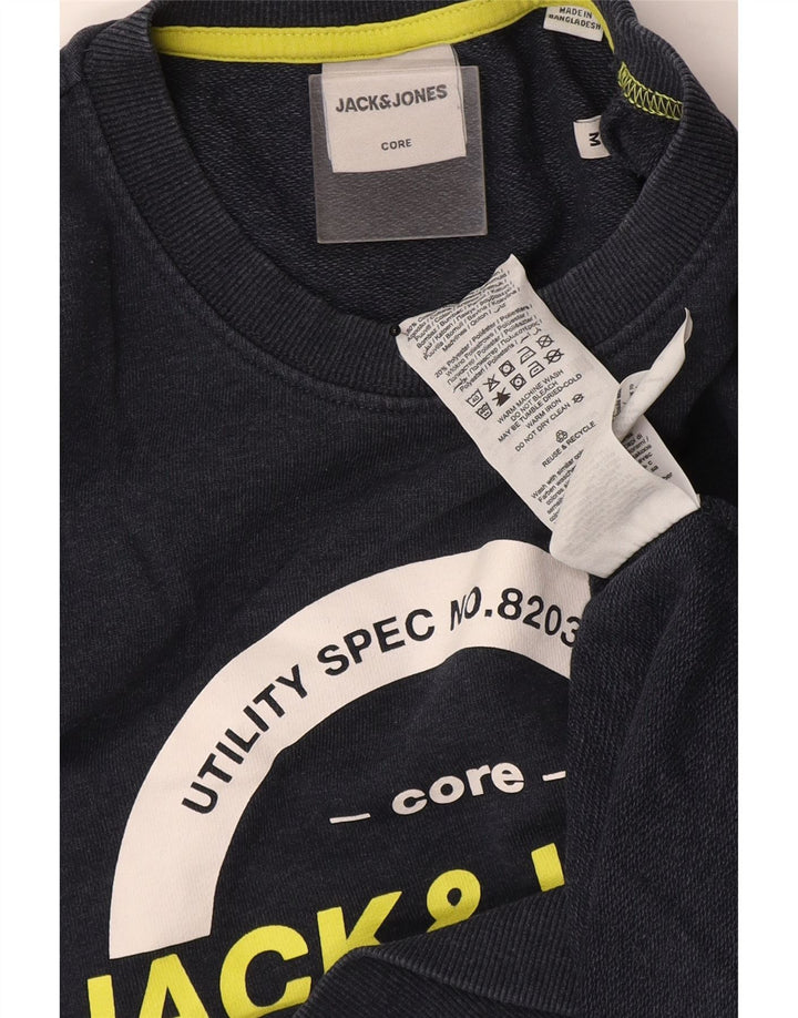 Jack & Jones Mens Graphic Sweatshirt Jumper Medium Navy Blue Cotton
