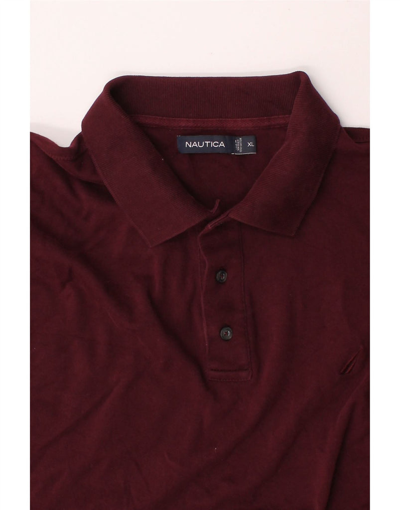 NAUTICA Mens Long Sleeve Polo Shirt XL Burgundy Cotton Vintage Nautica and Second-Hand Nautica from Messina Hembry 
