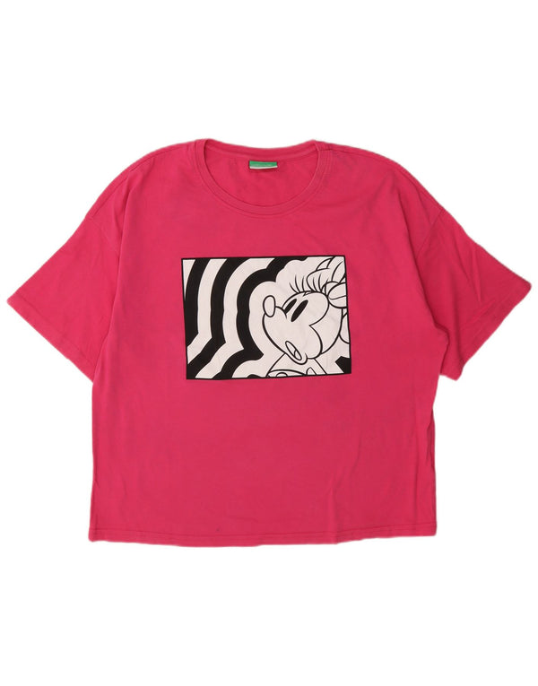 Benetton Womens Disney Graphic T-Shirt Top UK 16 Large Pink