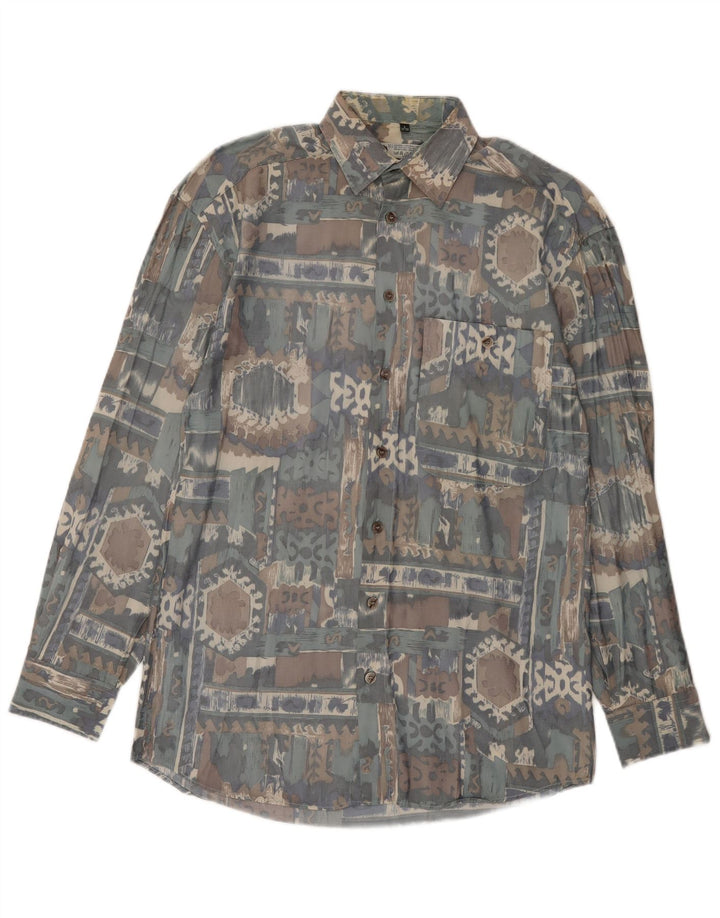 C & A Mens Abstract Pattern Shirt Size 37/38 Small Multicoloured Viscose