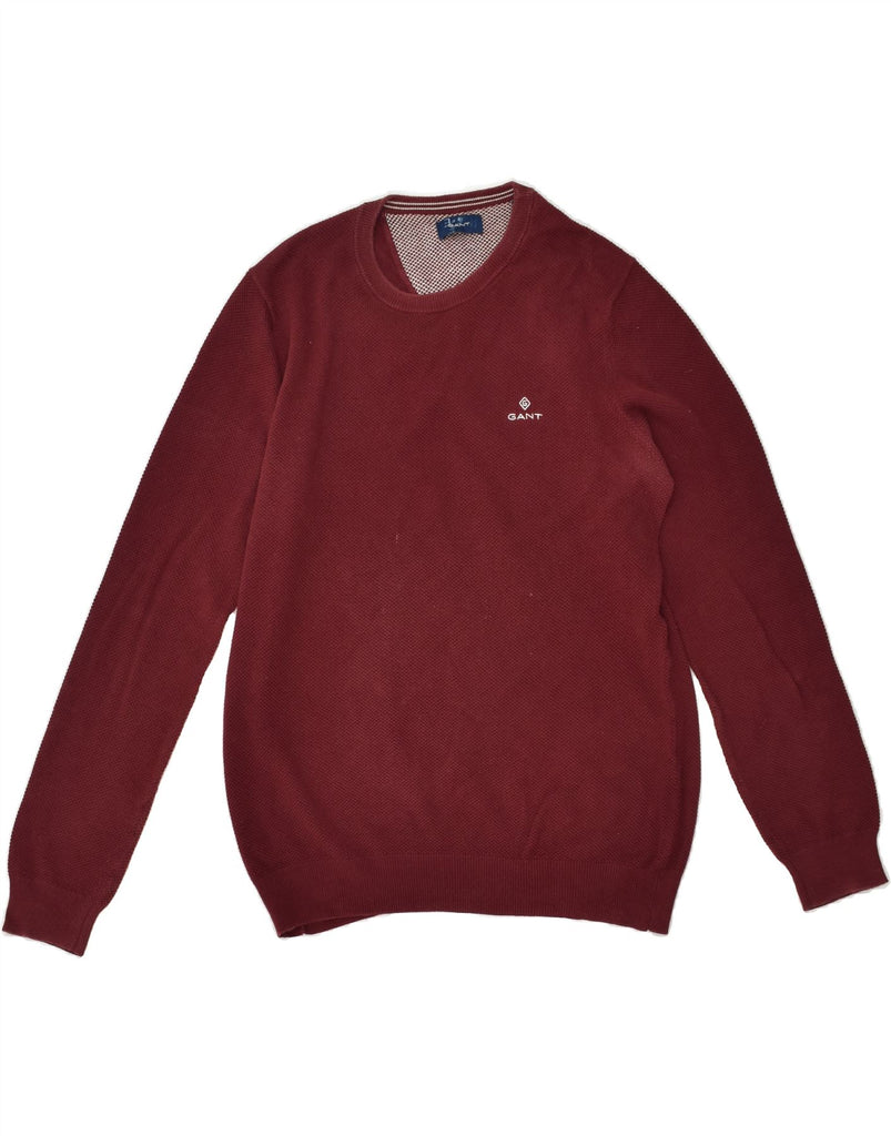 GANT Mens Crew Neck Jumper Sweater Small Burgundy Cotton | Vintage Gant | Thrift | Second-Hand Gant | Used Clothing | Messina Hembry 