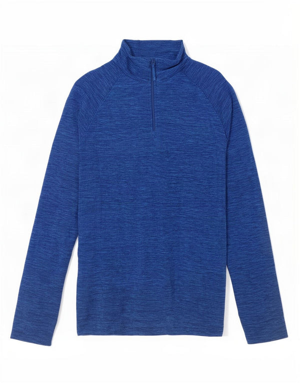 Mountain Warehouse Mens Zip Neck Fleece Jumper Medium Blue Flecked