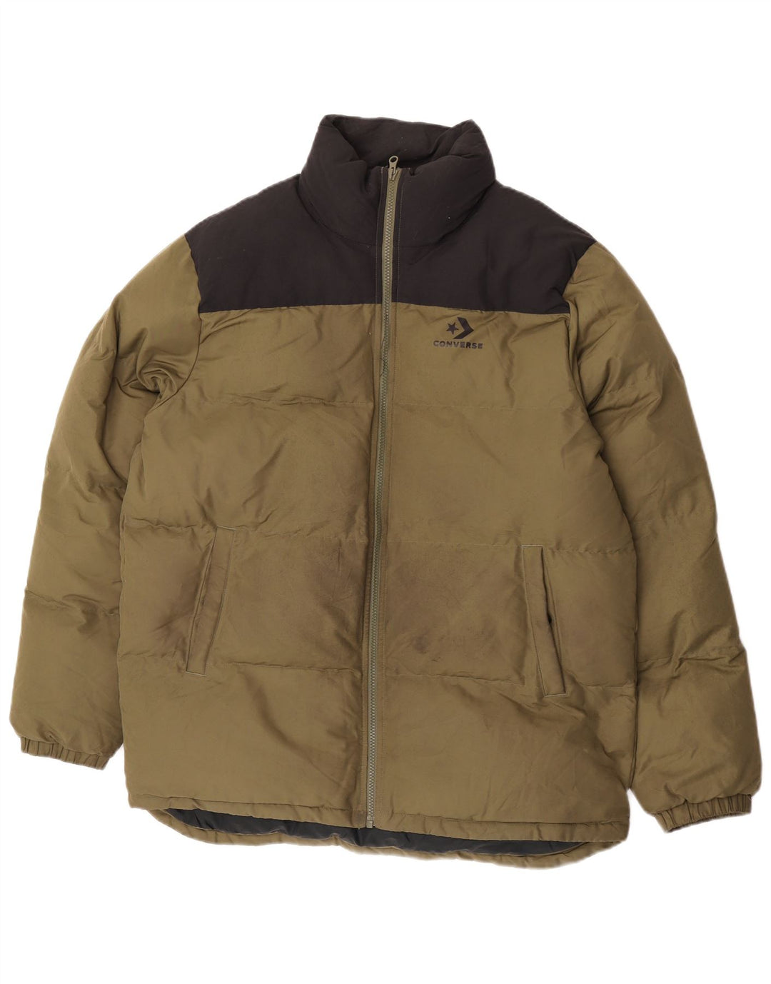 Converse Mens Padded Jacket UK 40 Large Green Colourblock Polyester