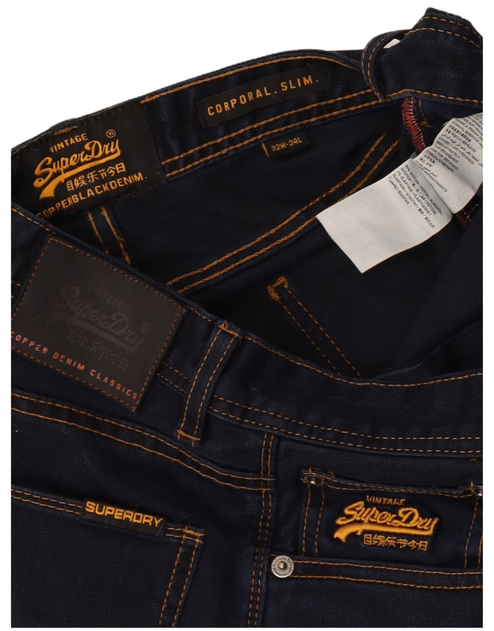 SUPERDRY Mens Corporal Slim Jeans W32 L34 Navy Blue Cotton