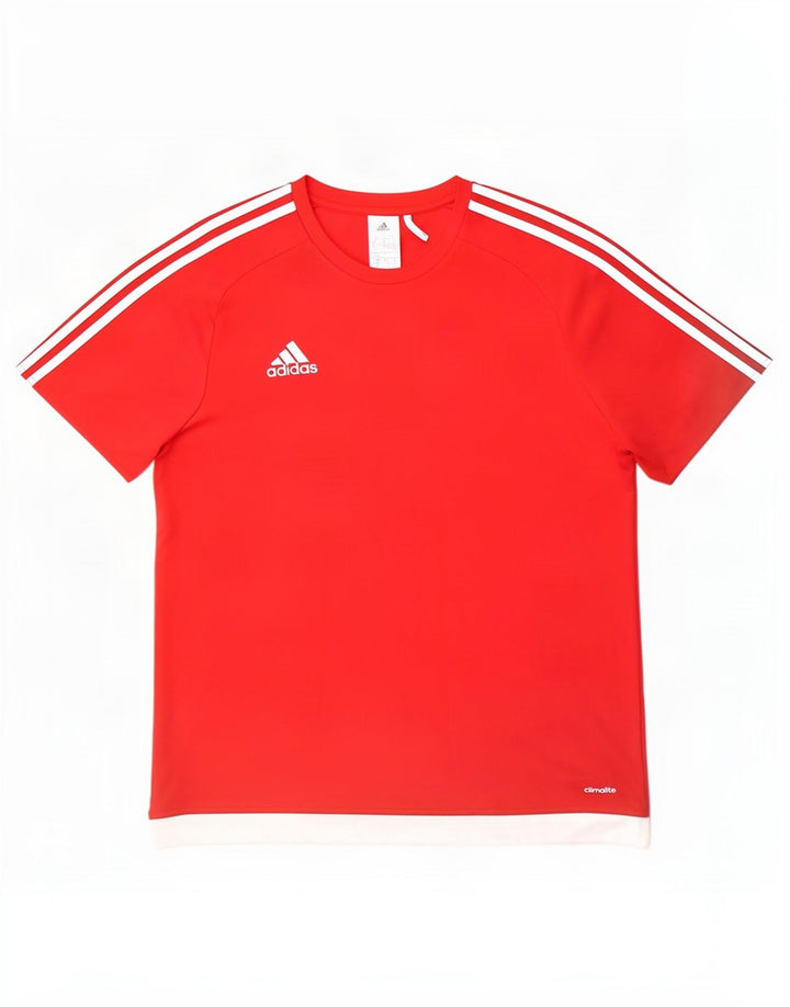 Adidas Mens Climalite T-Shirt Top Large Red Colourblock Polyester