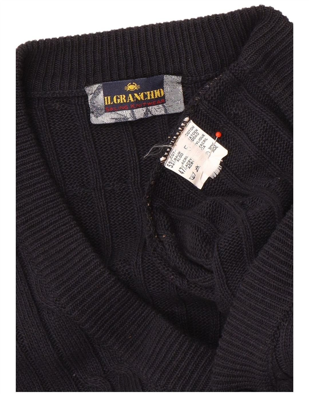 Il Granchio Mens Cardigan Sweater Large Navy Blue Cotton