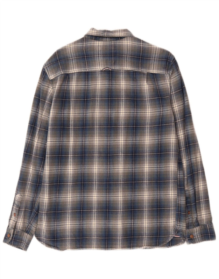 White Stuff Mens Classic Fit Flannel Shirt Medium Blue Plaid Cotton