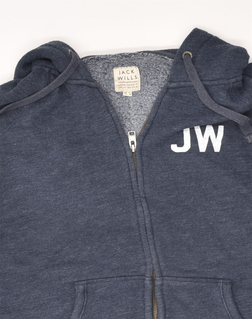 JACK WILLS Womens Zip Hoodie Sweater UK 12 Medium Navy Blue Cotton | Vintage Jack Wills | Thrift | Second-Hand Jack Wills | Used Clothing | Messina Hembry 