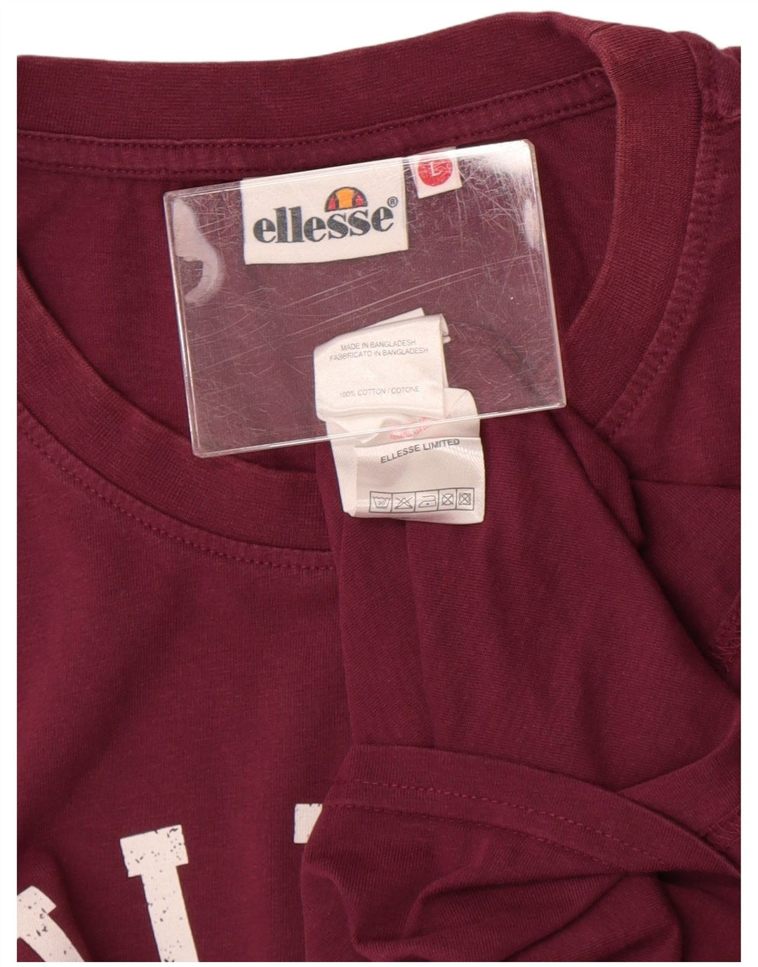 Ellesse Mens Graphic T-Shirt Top Large Maroon Cotton