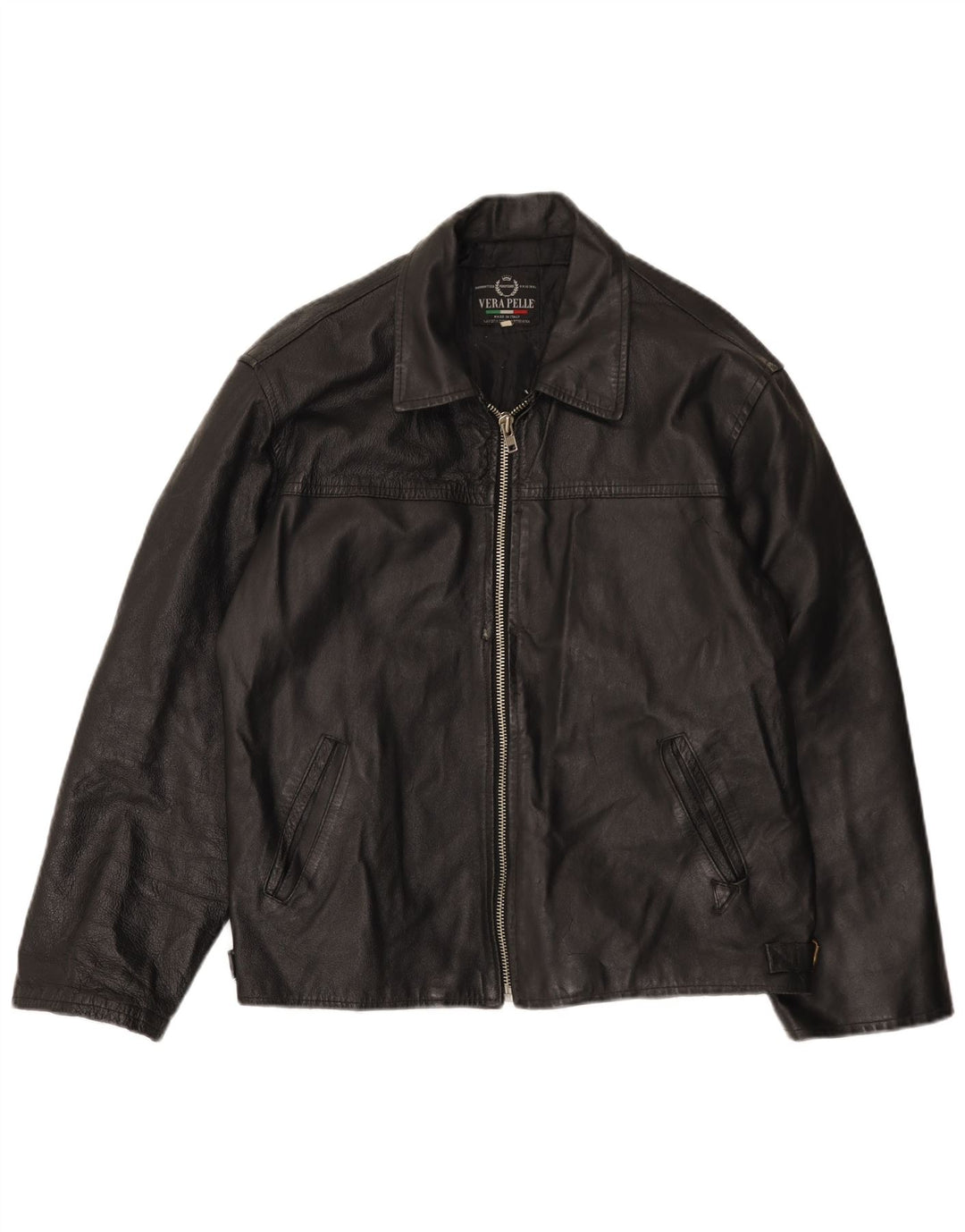 Vintage Mens Leather Jacket UK 40 Large Black Leather