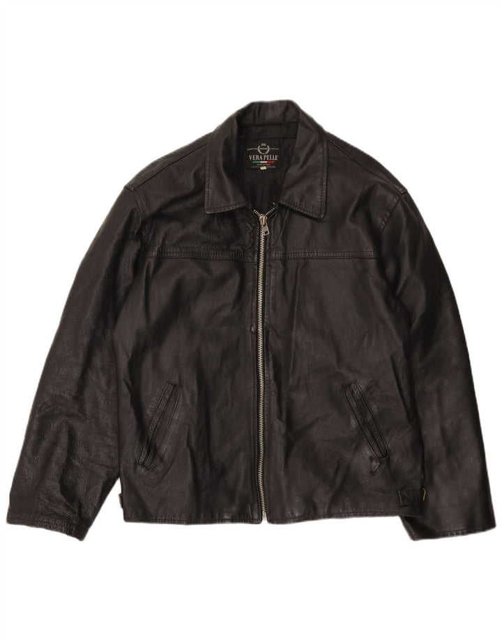 Vintage Mens Leather Jacket UK 40 Large Black Leather