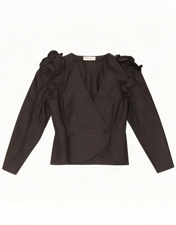 Pancaldi & B Womens Oversized Shirt Blouse UK 2 2XS Black Silk