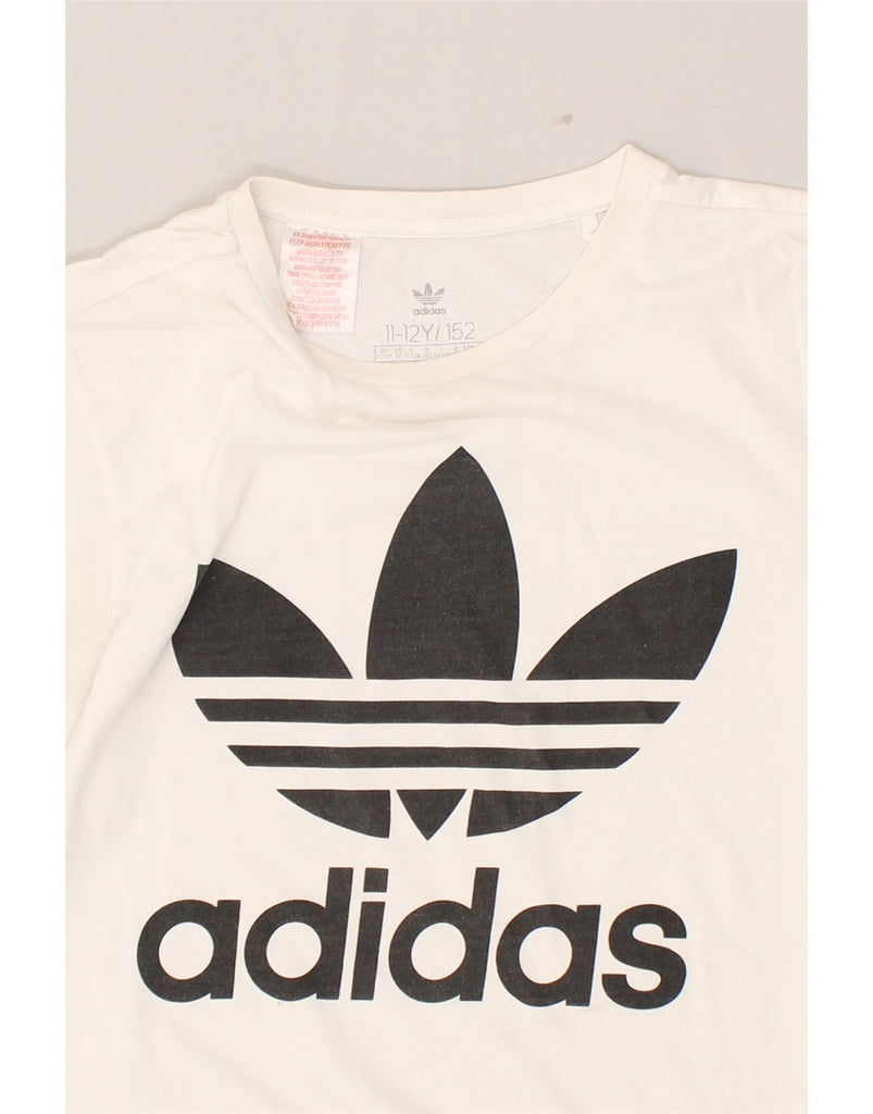 ADIDAS Boys Graphic T-Shirt Top 11-12 Years White Cotton | Vintage Adidas | Thrift | Second-Hand Adidas | Used Clothing | Messina Hembry 