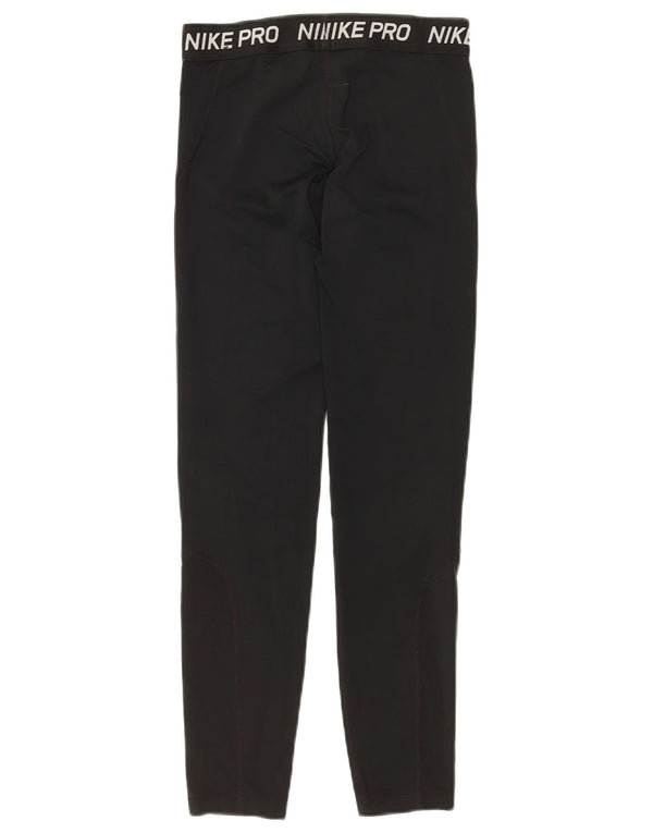 NIKE Girls Dri Fit Graphic Leggings 12-13 Years Large Black Polyester