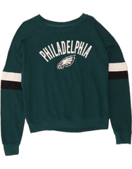 NFL Womens Philadelphia Graphic Sweatshirt Jumper UK 10 Small Green Cotton