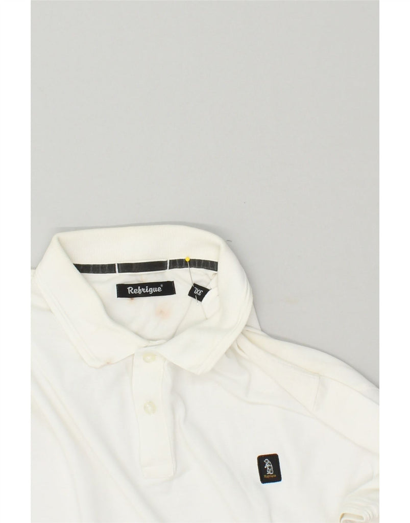 REFRIGUE Mens Polo Shirt 3XL White Cotton | Vintage Refrigue | Thrift | Second-Hand Refrigue | Used Clothing | Messina Hembry 