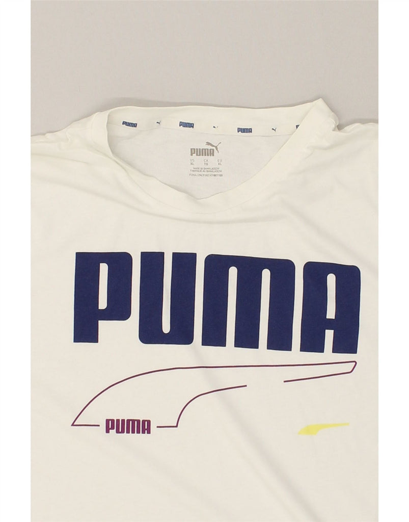 PUMA Mens Graphic T-Shirt Top XL White | Vintage Puma | Thrift | Second-Hand Puma | Used Clothing | Messina Hembry 