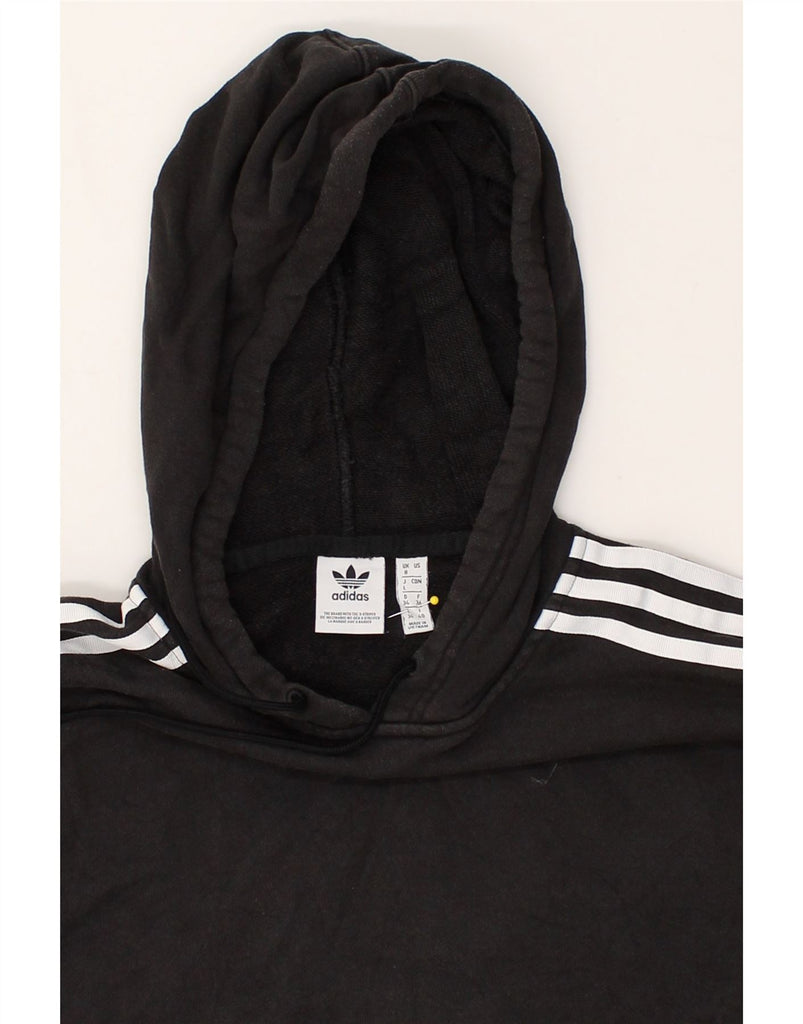 ADIDAS Womens Crop Hoodie Jumper UK 8 Small Black Cotton | Vintage Adidas | Thrift | Second-Hand Adidas | Used Clothing | Messina Hembry 