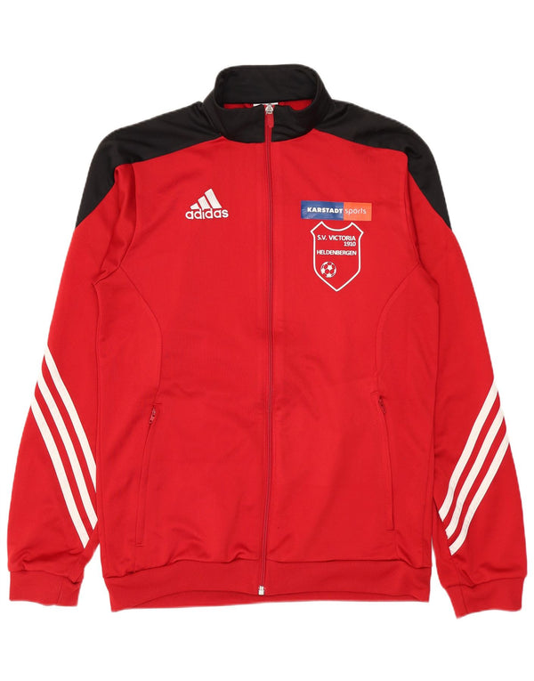 Adidas Mens Graphic Tracksuit Top Jacket Small Red Colourblock Polyester