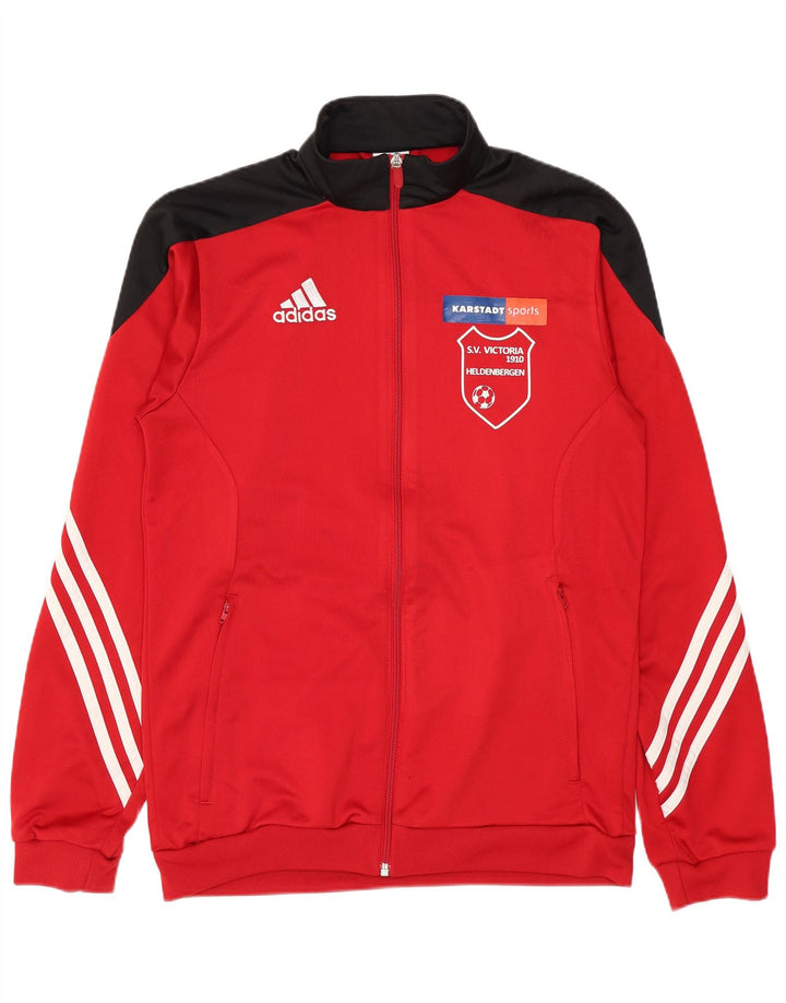 Adidas Mens Graphic Tracksuit Top Jacket Small Red Colourblock Polyester