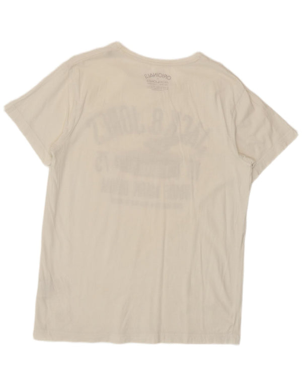 Jack & Jones Mens Graphic T-Shirt Top Large White Cotton