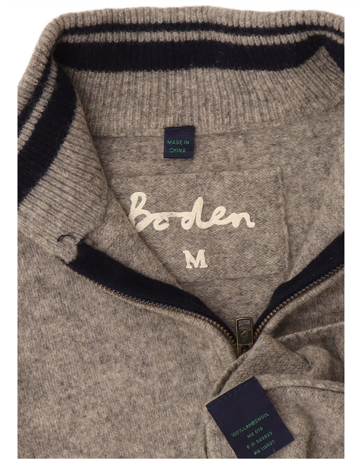 Boden Womens Zip Neck Jumper Sweater UK 14 Medium Grey Flecked Wool