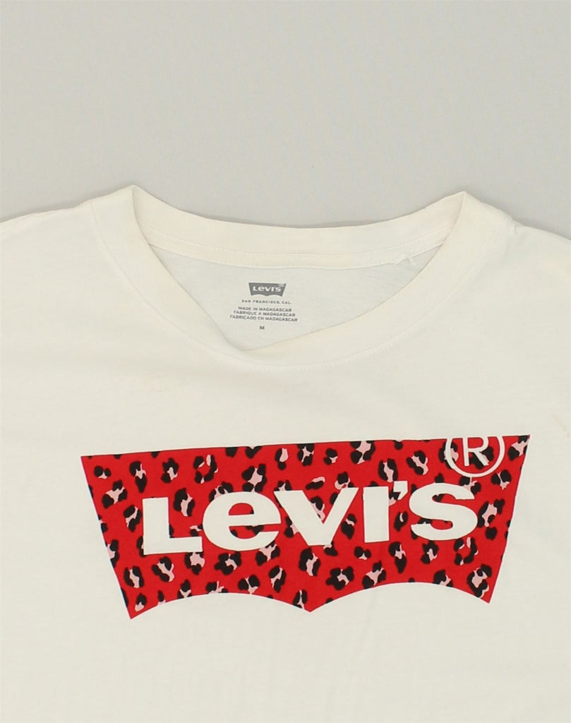 LEVI'S Womens Graphic T-Shirt Top UK 12 Medium White Cotton | Vintage Levi's | Thrift | Second-Hand Levi's | Used Clothing | Messina Hembry 