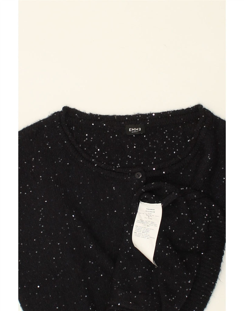 MARELLA Womens EMME Cardigan Sweater UK 14 Medium Black Flecked Polyester | Vintage Marella | Thrift | Second-Hand Marella | Used Clothing | Messina Hembry 