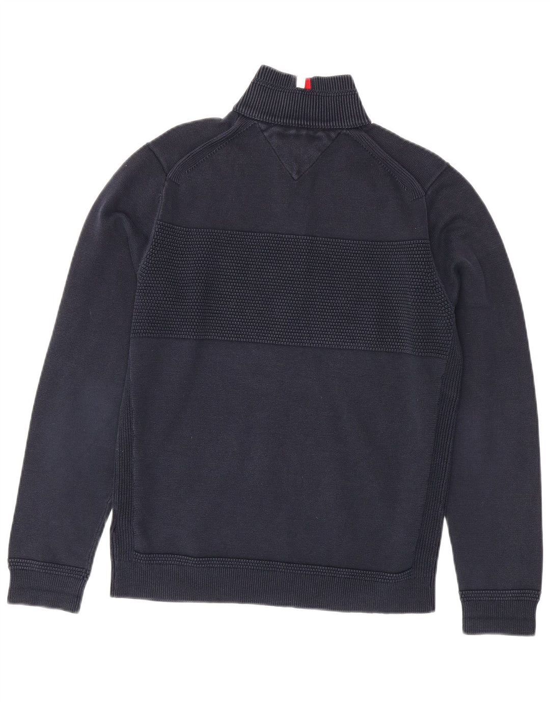 Tommy Hilfiger Mens Zip Neck Jumper Sweater Medium Navy Blue Cotton