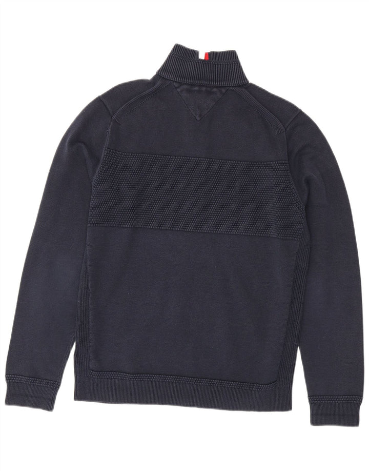 Tommy Hilfiger Mens Zip Neck Jumper Sweater Medium Navy Blue Cotton