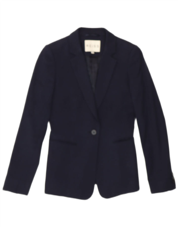 REISS Womens 1 Button Blazer Jacket UK 6 XS Navy Blue