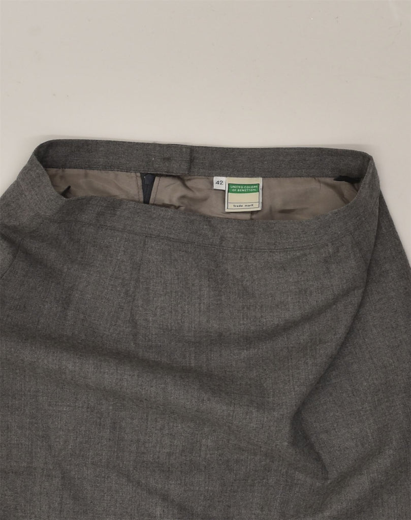 BENETTON Womens Pencil Skirt IT 42 Medium W27 Grey New Wool | Vintage Benetton | Thrift | Second-Hand Benetton | Used Clothing | Messina Hembry 