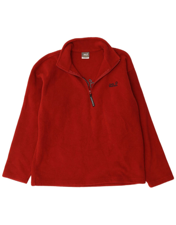 Jack Wolfskin Mens Graphic Zip Neck Fleece Jumper UK 44/46 XL Burgundy