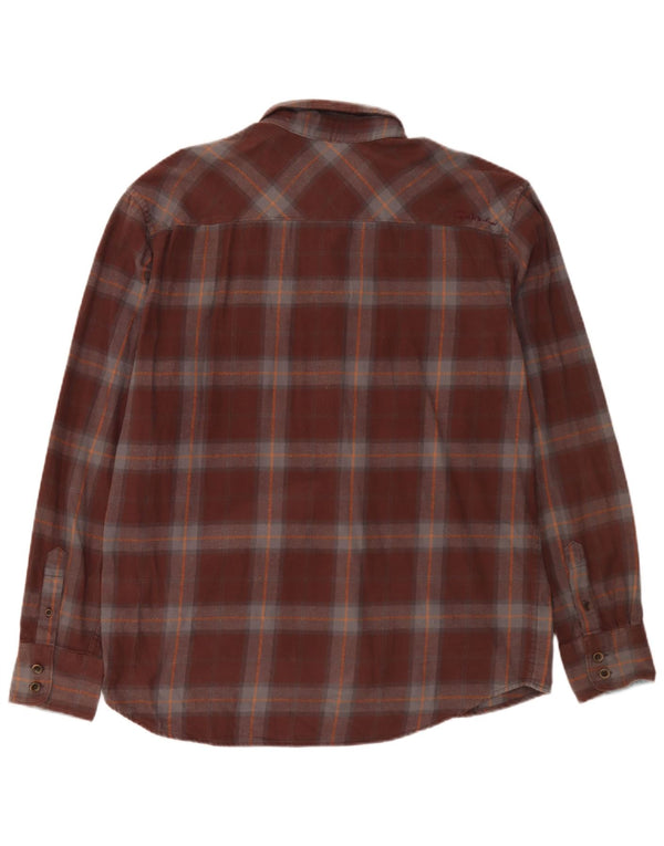 Quiksilver Mens Flannel Shirt Large Brown Check Cotton