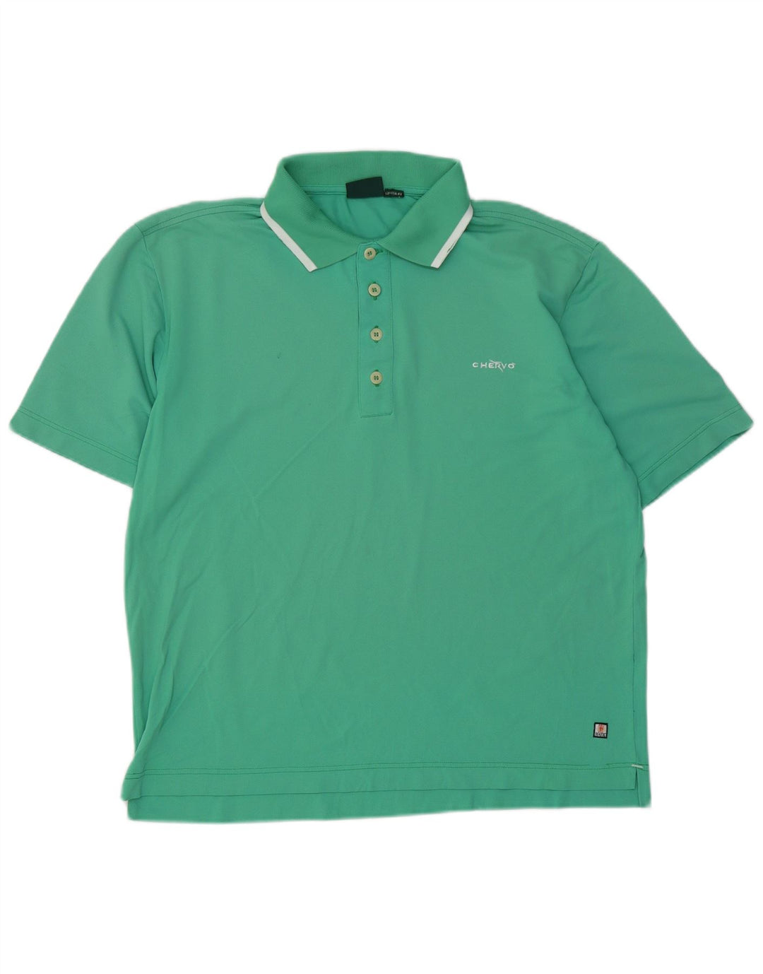 Chervo Mens Polo Shirt Large Turquoise Cotton